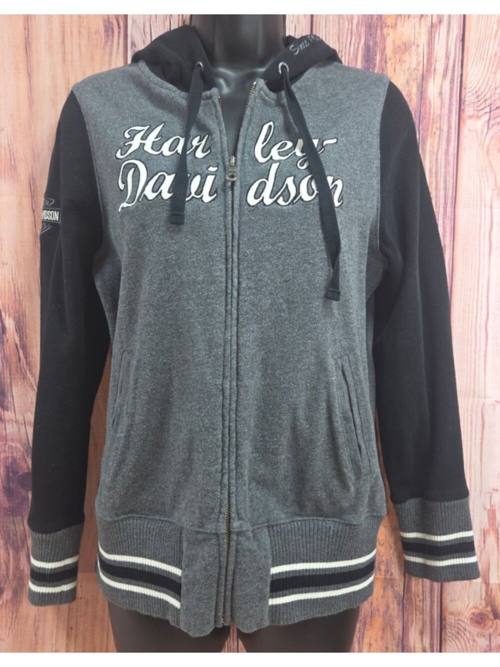 Harley Davidson Womens Full-Zip Hoodie Medium Black Gray